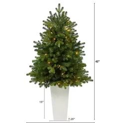 Christmas Arrangements & Garland>Kirklands Home 3.5 Lit Fir Christmas Tree in White Tower Planter
