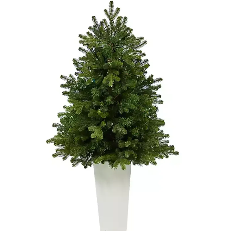 Christmas Arrangements & Garland>Kirklands Home 3.5 Lit Fir Christmas Tree in White Tower Planter