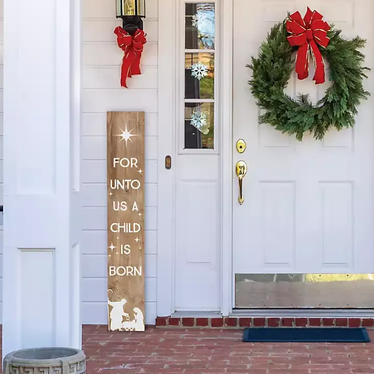 Outdoor Christmas Decorations>Kirklands Home A Child is Born Porch Board Brown