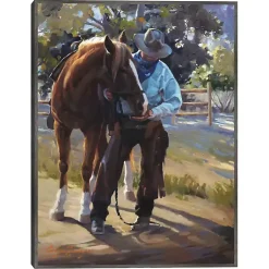 Kirklands Home A Man And His Horse Framed Canvas Art Print Multi Hot