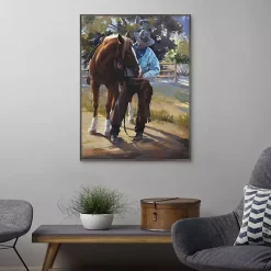 Kirklands Home A Man And His Horse Framed Canvas Art Print Multi Hot