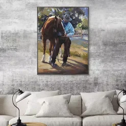 Kirklands Home A Man And His Horse Framed Canvas Art Print Multi Hot
