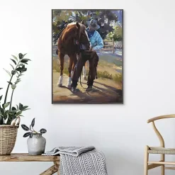 Kirklands Home A Man And His Horse Framed Canvas Art Print Multi Hot