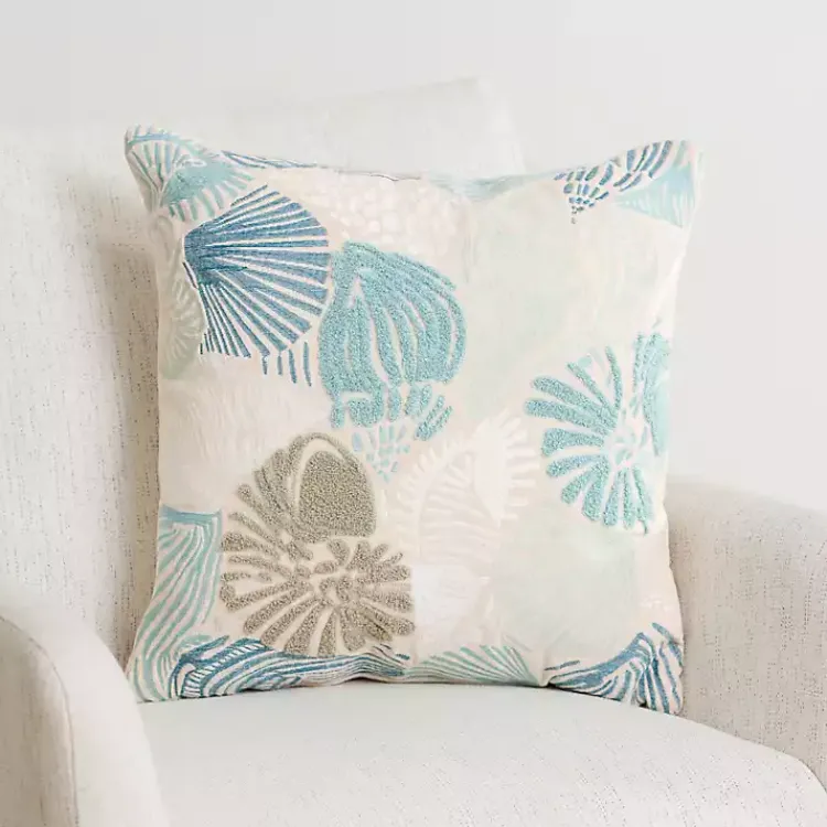 Pillows>Kirklands Home Abbey Embroidered Seashells Pillow