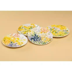Kirklands Home Abstract Floral Appetizer Plates, Set of 4