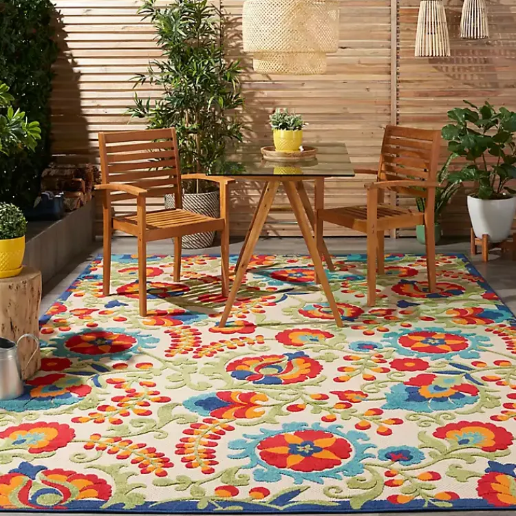 Kirklands Home Abstract Floral Outdoor Area Rug, 7x10 Multi Best
