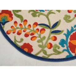 Kirklands Home Abstract Floral Outdoor Round Area Rug, 5 ft. Multi Discount