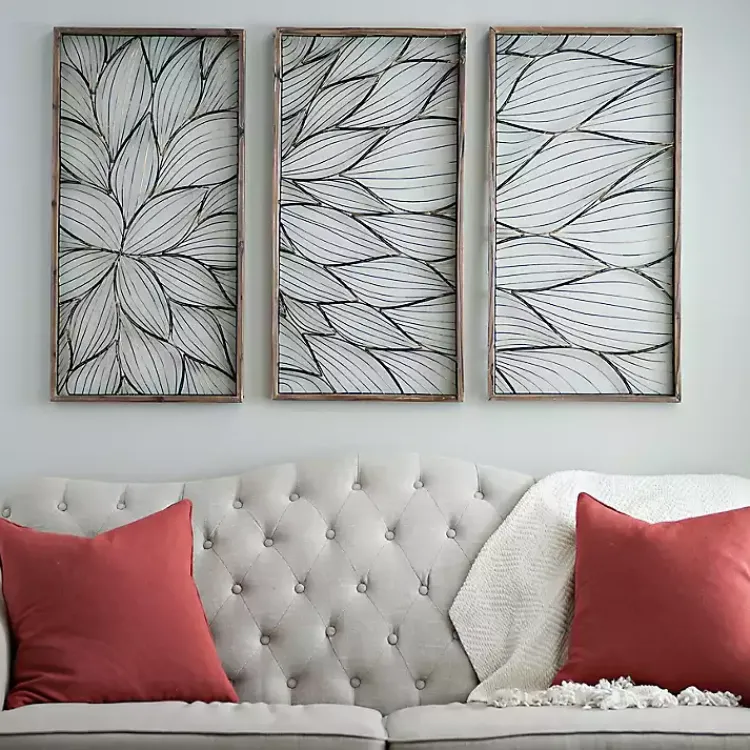 Kirklands Home Abstract Floral Panel Plaques, Set of 3 Brown Sale