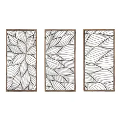 Kirklands Home Abstract Floral Panel Plaques, Set of 3 Brown Sale