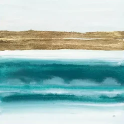 Kirklands Home Abstract Gold Emerald Beach III Canvas Art Print Outlet