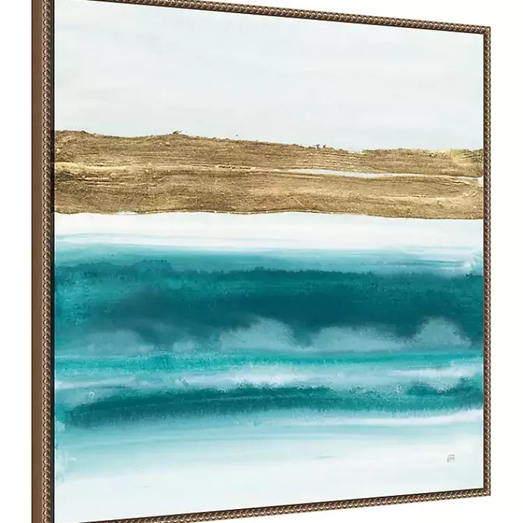 Kirklands Home Abstract Gold Emerald Beach III Canvas Art Print Outlet