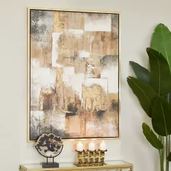 Kirklands Home Abstract Gold Framed Canvas Art Print Sale