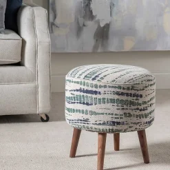 Kirklands Home Abstract Lines Wood Ottoman Stool Outlet