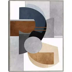 Kirklands Home Abstract Organic Shapes Framed Canvas Art Print Gray New