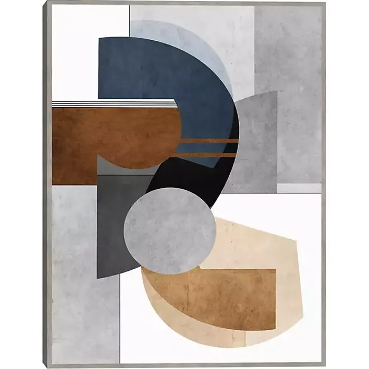 Kirklands Home Abstract Organic Shapes Framed Canvas Art Print Gray New