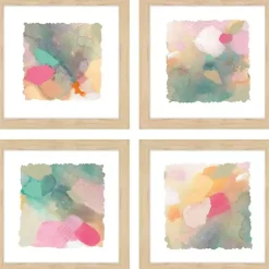 Kirklands Home Abstract Pastels Framed Art Prints, Set of 4 Multi Hot