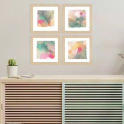 Kirklands Home Abstract Pastels Framed Art Prints, Set of 4 Multi Hot