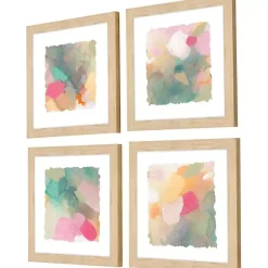 Kirklands Home Abstract Pastels Framed Art Prints, Set of 4 Multi Hot