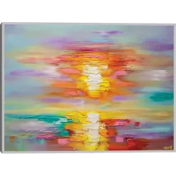 Kirklands Home Abstract Sunrise Framed Canvas Art Print Multi Discount