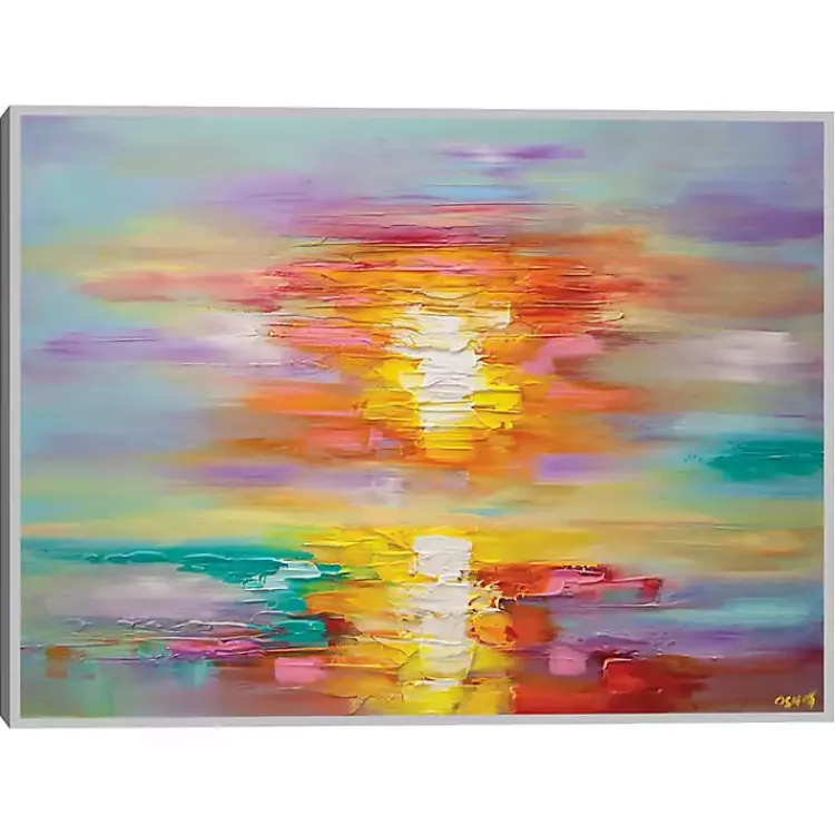 Kirklands Home Abstract Sunrise Framed Canvas Art Print Multi Discount