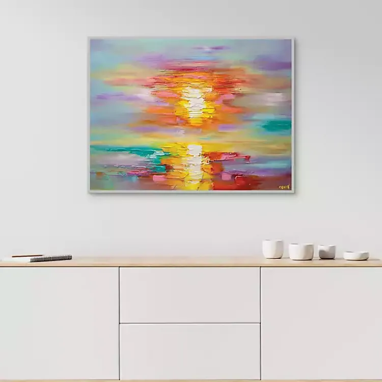 Kirklands Home Abstract Sunrise Framed Canvas Art Print Multi Discount