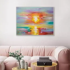 Kirklands Home Abstract Sunrise Framed Canvas Art Print Multi Discount