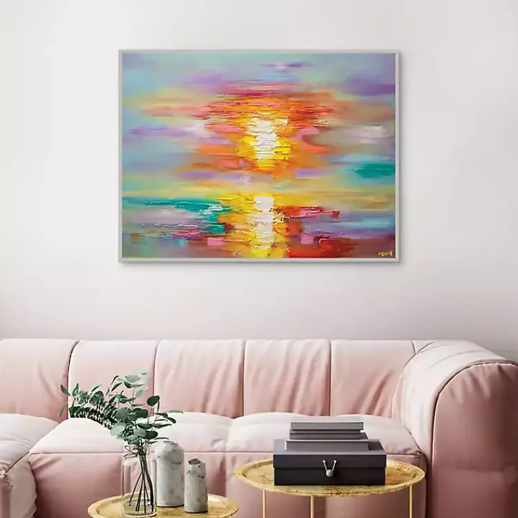 Kirklands Home Abstract Sunrise Framed Canvas Art Print Multi Discount