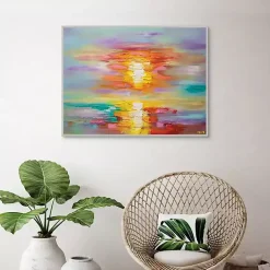 Kirklands Home Abstract Sunrise Framed Canvas Art Print Multi Discount
