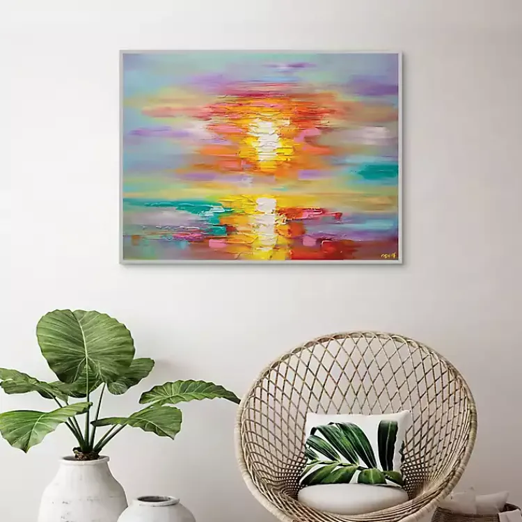 Kirklands Home Abstract Sunrise Framed Canvas Art Print Multi Discount