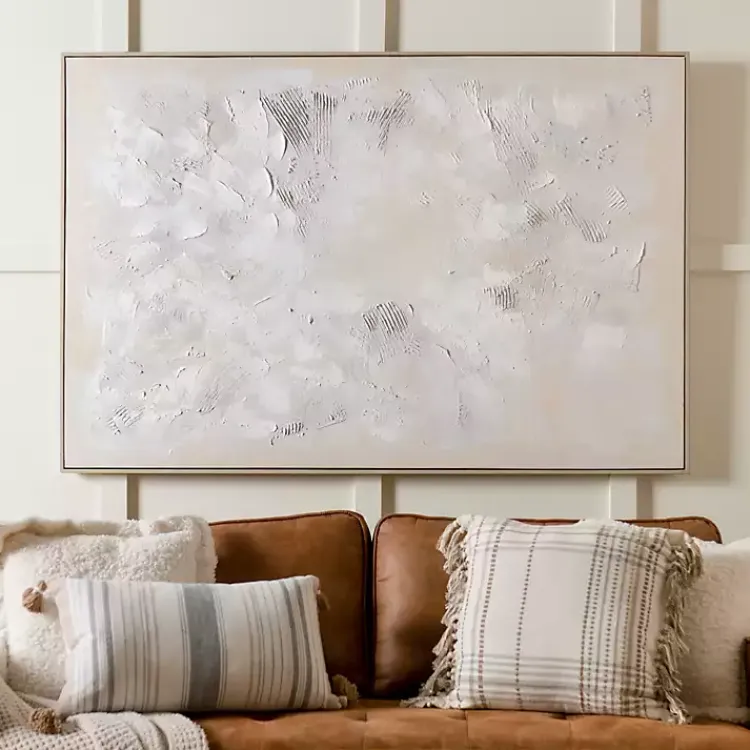 Kirklands Home Abstract White Framed Canvas Art Print Discount