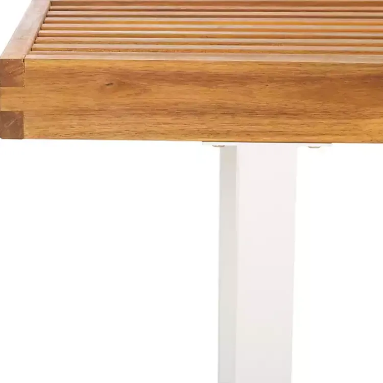 Kirklands Home Acacia Wood and Metal Monti Outdoor Bench White Online