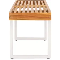 Kirklands Home Acacia Wood and Metal Monti Outdoor Bench White Online