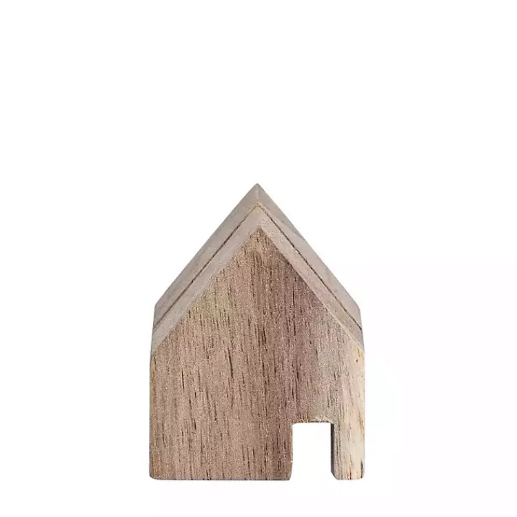 Statues & Figurines>Kirklands Home Acacia Wood House Photo Holders, Set of 3