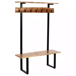 Kirklands Home Acacia Wood Modern Storage Hooks Hall Tree Sale
