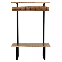 Kirklands Home Acacia Wood Modern Storage Hooks Hall Tree Sale
