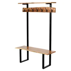 Kirklands Home Acacia Wood Modern Storage Hooks Hall Tree Sale