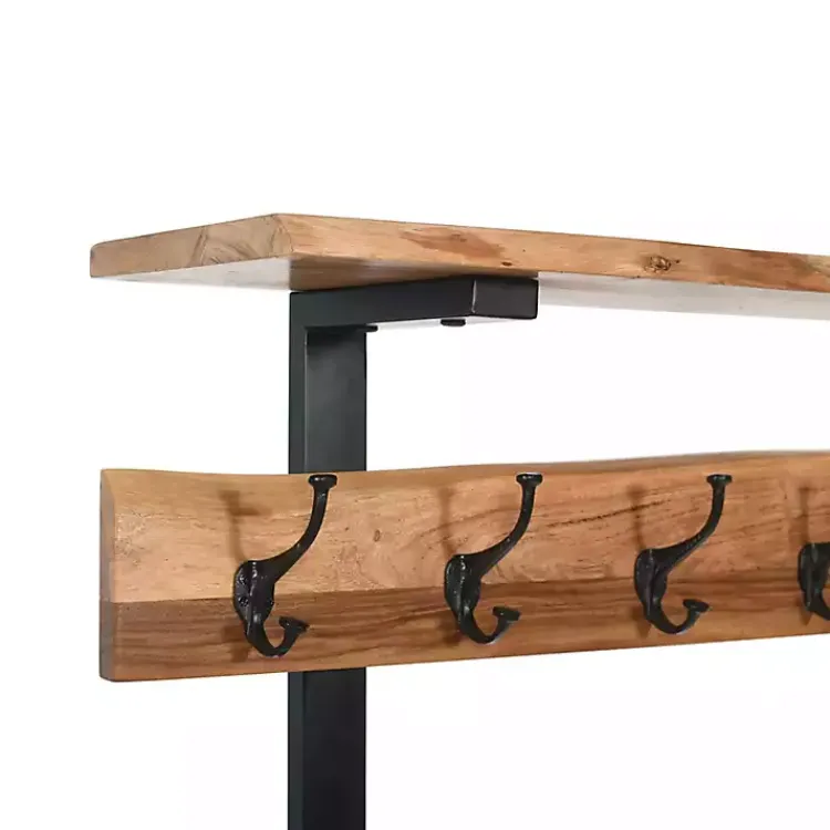 Kirklands Home Acacia Wood Modern Storage Hooks Hall Tree Sale