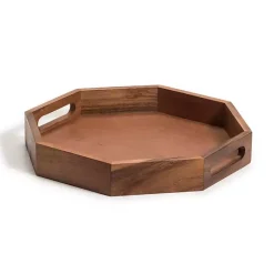Kirklands Home Acacia Wood Octagon Serving Tray, 17 in. Brown Sale