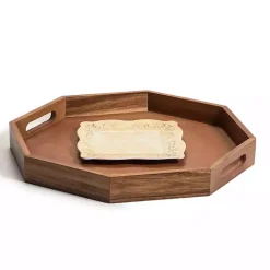 Kirklands Home Acacia Wood Octagon Serving Tray, 17 in. Brown Sale