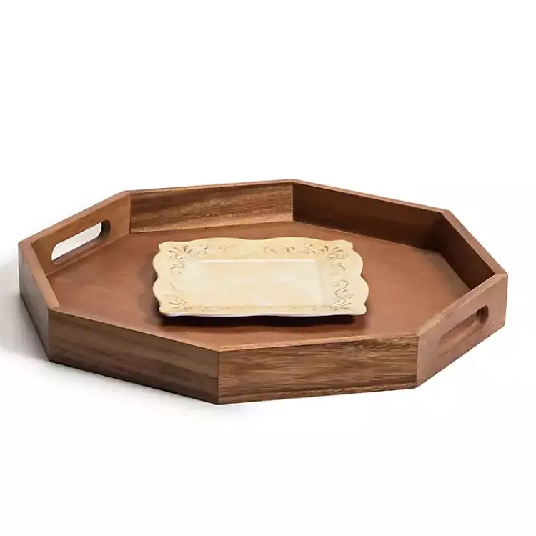 Kirklands Home Acacia Wood Octagon Serving Tray, 17 in. Brown Sale