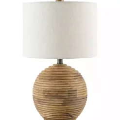 Kirklands Home Acacia Wood Ribbed Polo Table Lamp Ivory Online