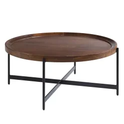 Kirklands Home Acacia Wood Round Tray Top Coffee Table Brown Online