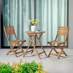 Kirklands Home Acacia Wood Slatted 3-pc. Outdoor Bistro Set Tan Sale