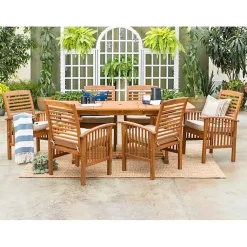 Kirklands Home Acacia Wood Slatted 7-pc. Outdoor Dining Set Brown