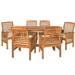 Kirklands Home Acacia Wood Slatted 7-pc. Outdoor Dining Set Brown