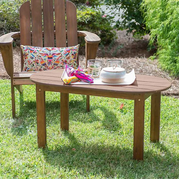 Kirklands Home Acorn Acacia Wood Oval Adirondack Coffee Table Brown New