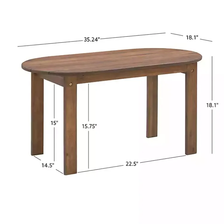 Kirklands Home Acorn Acacia Wood Oval Adirondack Coffee Table Brown New
