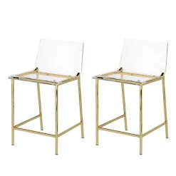 Kirklands Home Acrylic and Metal Counter Stools, Set of 2 Gold Outlet