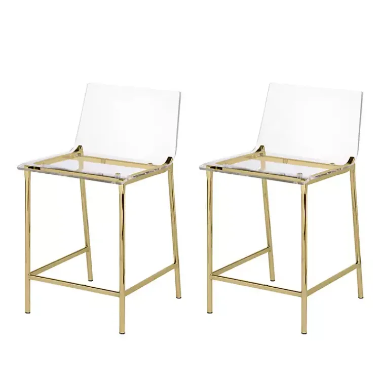 Kirklands Home Acrylic and Metal Counter Stools, Set of 2 Gold Outlet