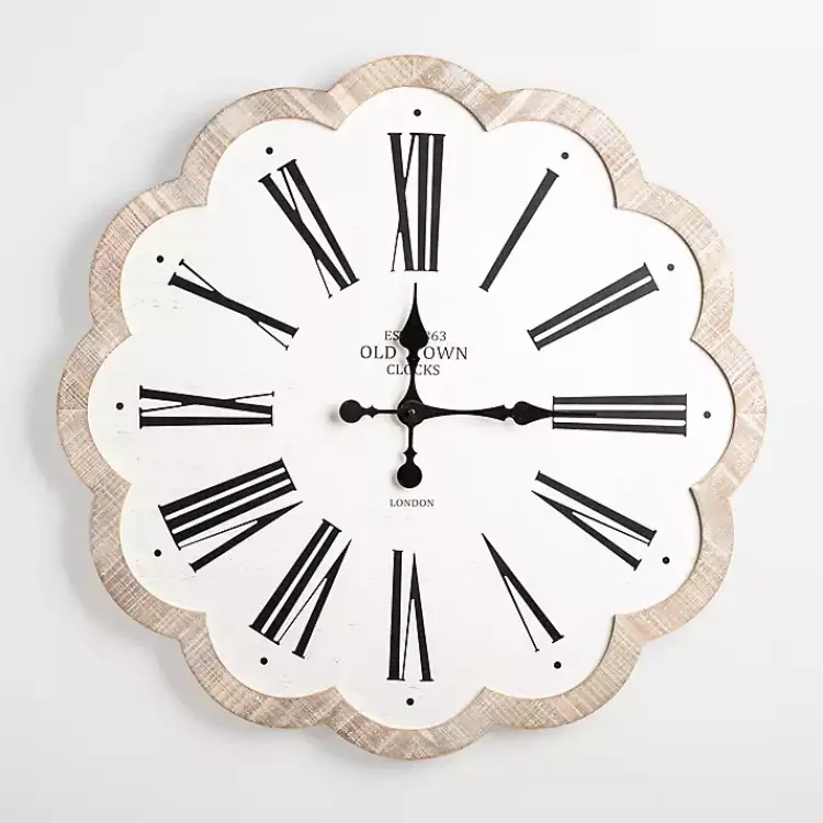 Kirklands Home Adelyn Scalloped Edge Wood Clock Outlet